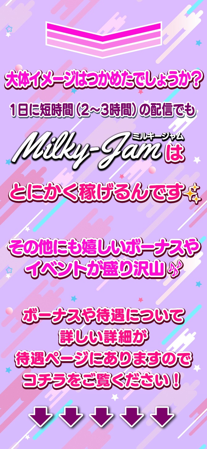 1日に短時間（2～3時間）の配信でもミルキージャム（MilkyJam）はとにかく稼げるんです☆彡